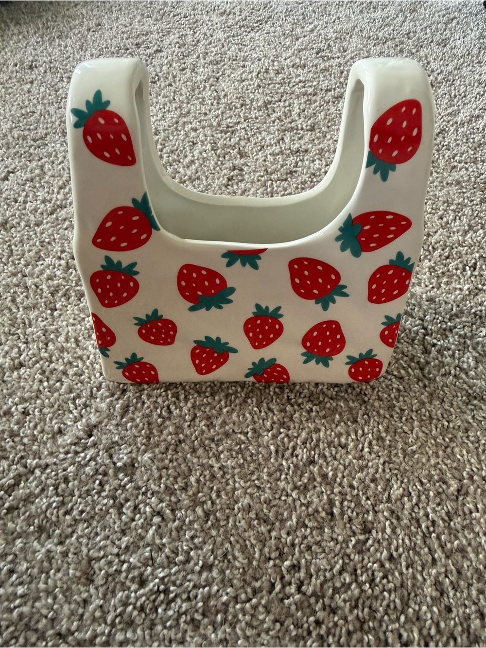 Strawberry Print Ceramic  - Red & Green on Cream
